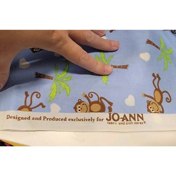 Monkeys And Palm Trees On Blue Background Cotton Fabric 1 Yard New - Picture 5 of 5